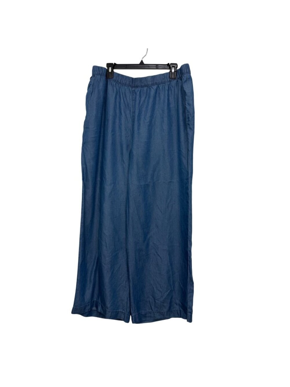 Serra Womens Blue Wide-Leg Pants Large Lyocell TENCEL Elastic Waist Lightweight